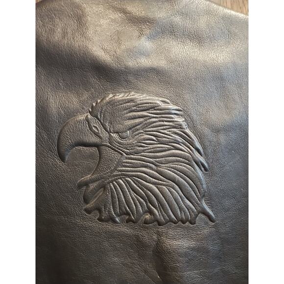 Wilson Leather Vest Mens Size Medium Motorcycle Snap Front Black Biker Lace Up - Picture 3 of 10